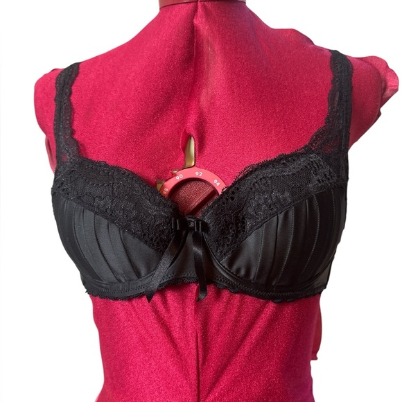 NWOT Pleasure State contour plunge lightly padded push-up satin and lace bra - Picture 4 of 9